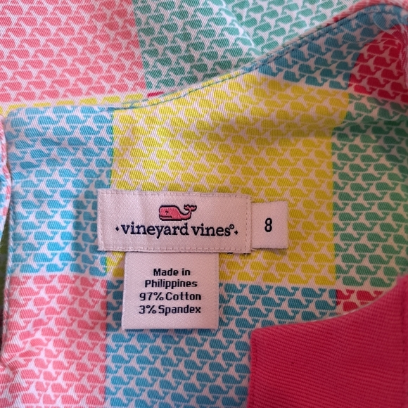 Vineyard Vines girls size 8, bright color block fabric, ribbon trim, EUC - Picture 3 of 5